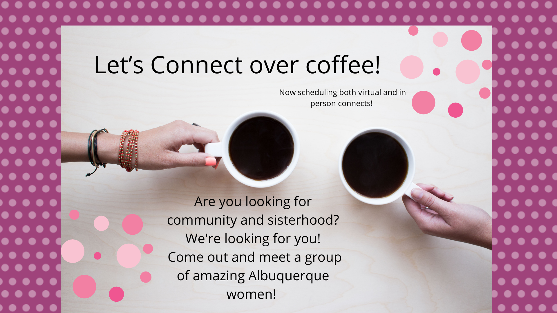 Thurs 8/11/22 4pm MT ABQ Chapter Monthly In Person Coffee Connect