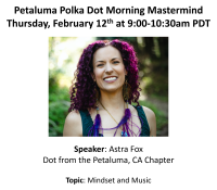 Petaluma Polka Dot Powerhouse Morning Mastermind at 9am PST Astra Fox