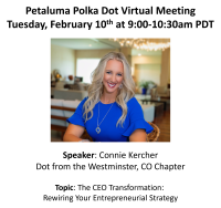 Petaluma Polka Dot Powerhouse Virtual Connect at 9am PST featuring Connie Kercher