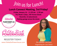 Placer County, CA Lunch Connect Meeting In Person Jan 16 (3rd Friday 11:30-1:30 PDT) 