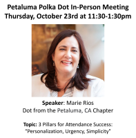 October 2025 Petaluma In-Person Afternoon meeting featuring speaker Marie Rios