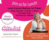 Placer County, CA Lunch Connect Meeting In Person Sept 18 (3rd Friday 11:30-1:30 PST)